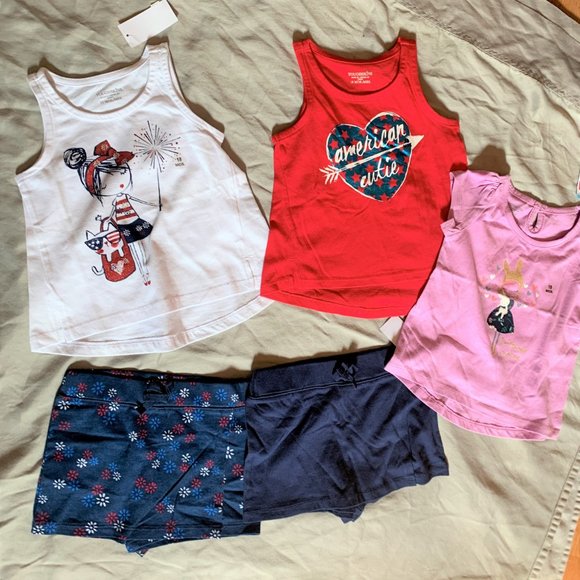 GIRLS - 5pc lot sz 18m NWT TOUGHSKINS tank top short sleeve shirts, skort shorts - Picture 2 of 6